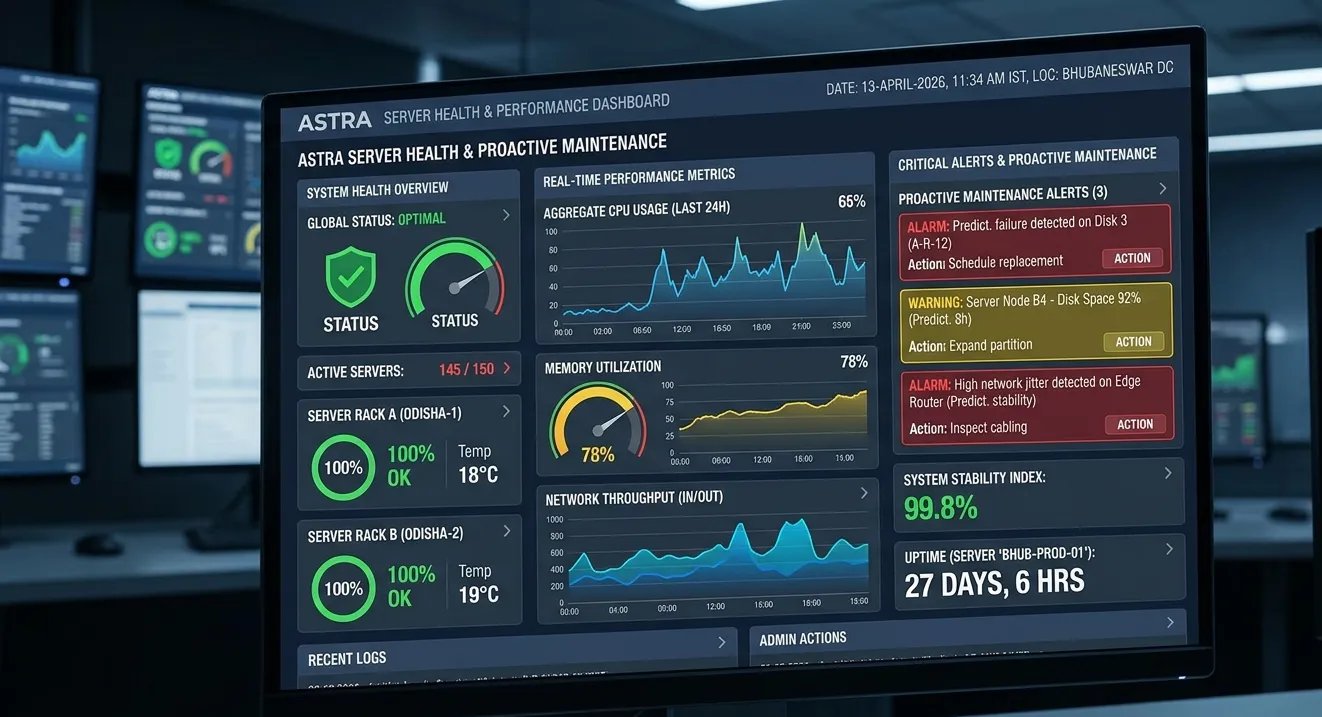 Server maintenance and monitoring ensuring uptime and performance